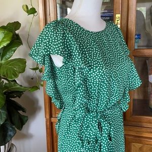 Green Polkadot Max Studio Midi Dress
